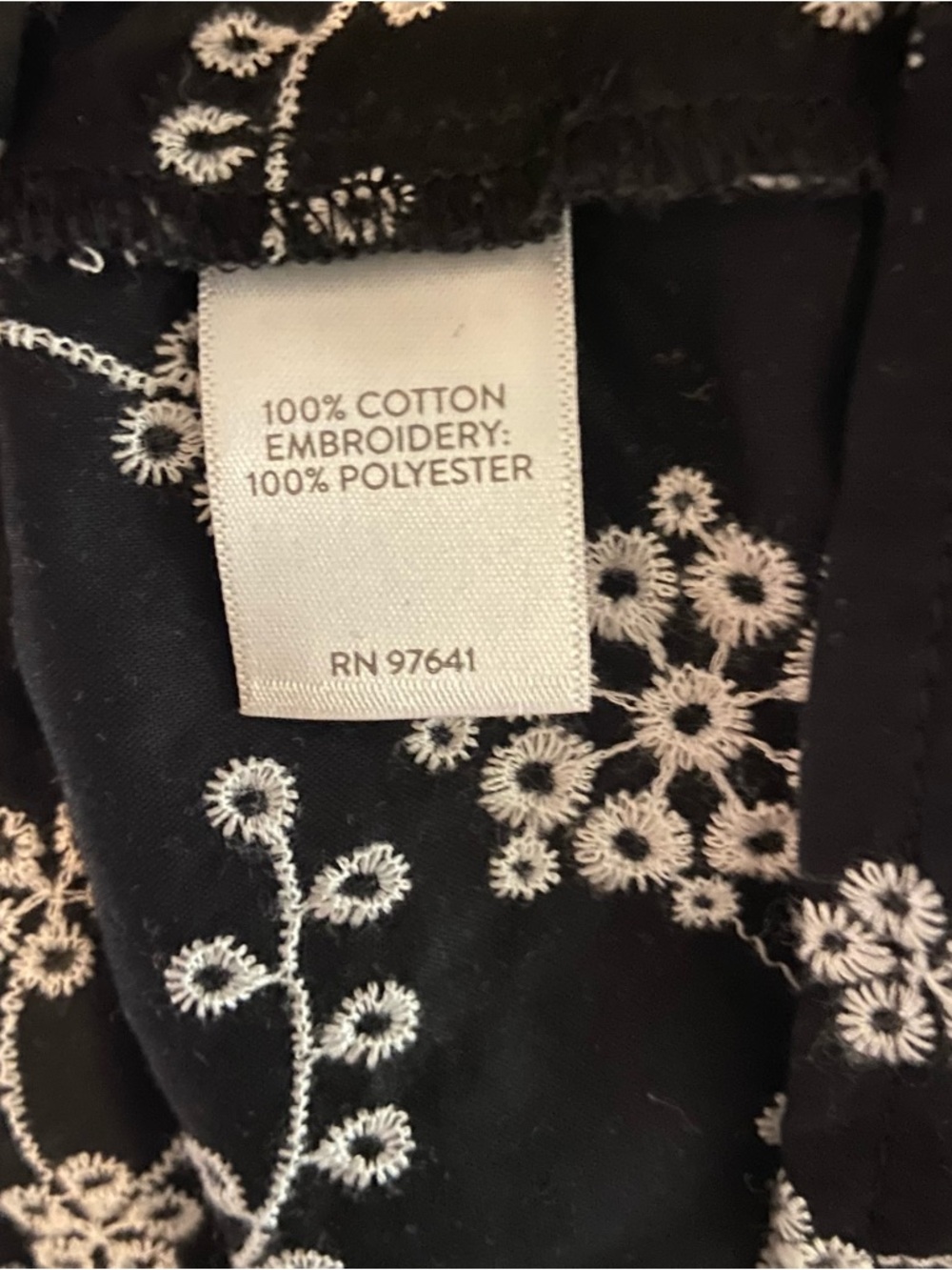 J Jill Petite Medium Black Embroidered Floral Button Front Cotton Dress - Picture 4 of 5